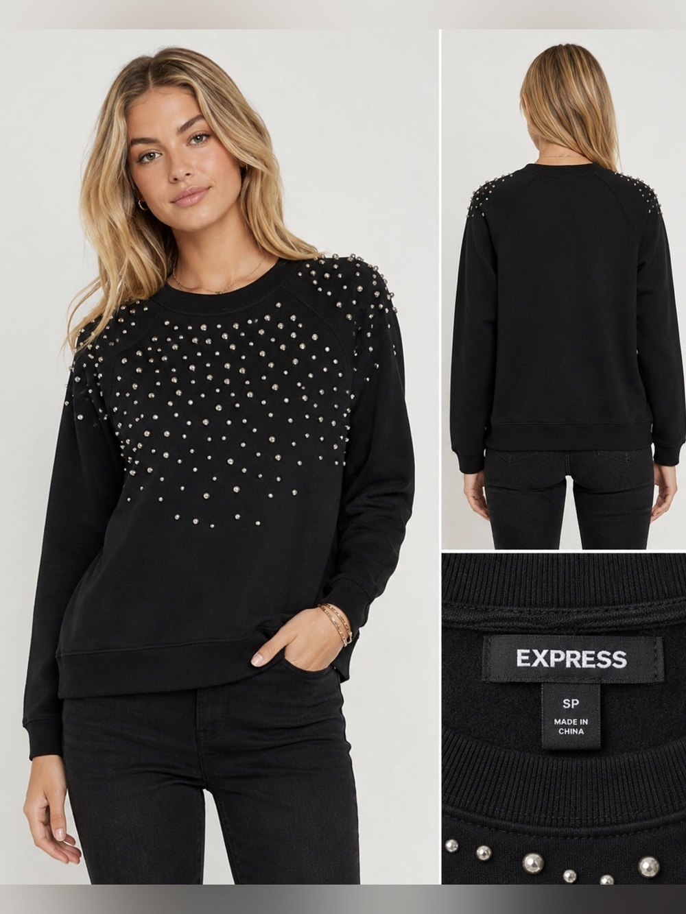 Express Black chic style Sweater with Metallic Highlights/size SP